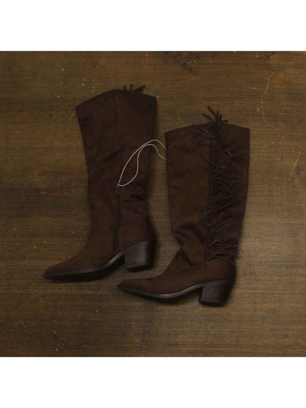 Universal Thread Patsy Tall Fringe Western Boots Cowgirl Chocolate Brown 8.5M